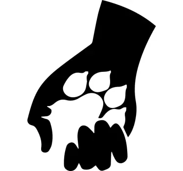 Hand with paw print laptop dog sticker - TenStickers
