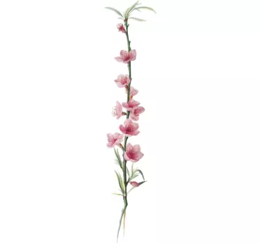 Peach flower branch flower wall decal - TenStickers