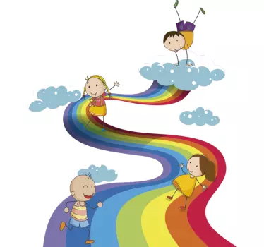 Rainbow landscape for kids illustration wall art - TenStickers