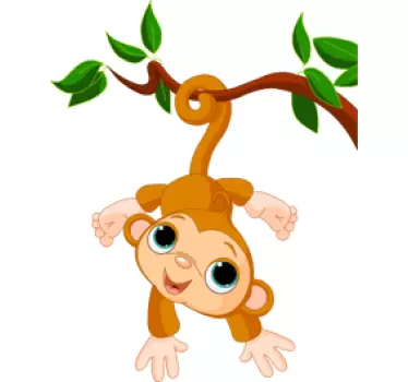 Monkey Hanging on Tree Kids Sticker - TenStickers