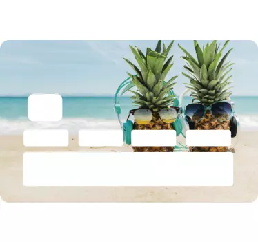 Tropical beach pineapple credit card sticker - TenStickers