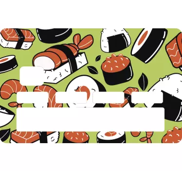 Sushi food pattern credit card sticker - TenStickers