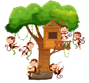 Tree with monkeys tree wall decal - TenStickers