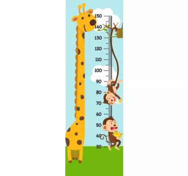 Monkey and giraff measurer height chart wall sticker - TenStickers