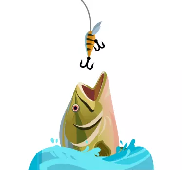 Fishing Hooking Catch laptop sticker - TenStickers