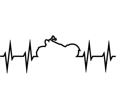 Heartbeat Silhouette Motorbike Sticker - TenStickers