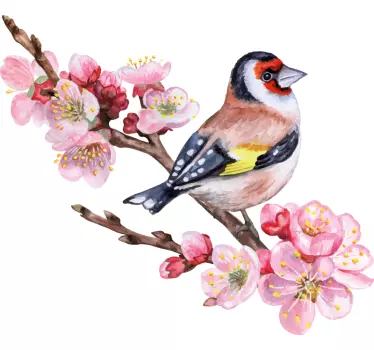 Big flowers with birds bird sticker - TenStickers