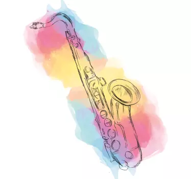 Saxophone Color Splash music sticker - TenStickers