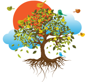 Fallen leaves and birds tree wall decal - TenStickers