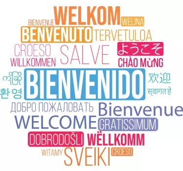 Welcome word cloud in many languages office text sticker - TenStickers