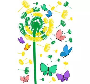 Dandelion flying with butterflies butterfly wall sticker - TenStickers