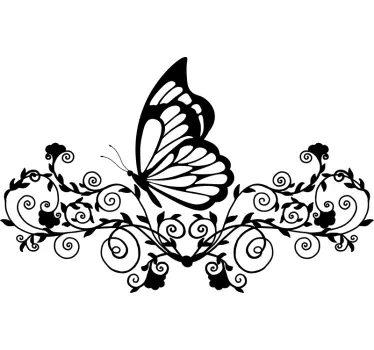 Butterflies and flowers living room wall sticker - TenStickers