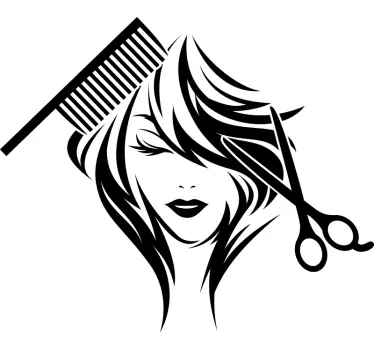 Beauty salon scissors and comb window decal - TenStickers