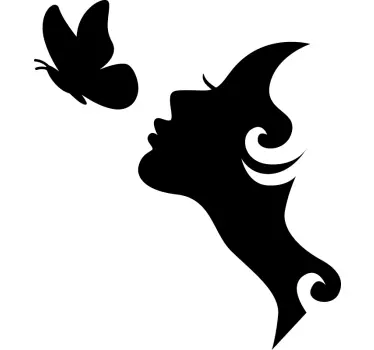 Beauty salon woman with butterfly wall decor - TenStickers