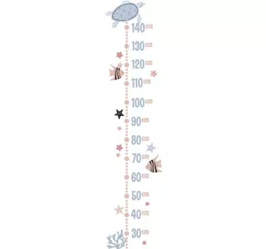 Turtles and Fish Under Sea  height chart wall sticker - TenStickers