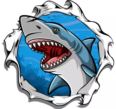 Big shark 3D visual effects wall decal - TenStickers