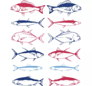 hand draw fishes sheet fish wall decal - TenStickers