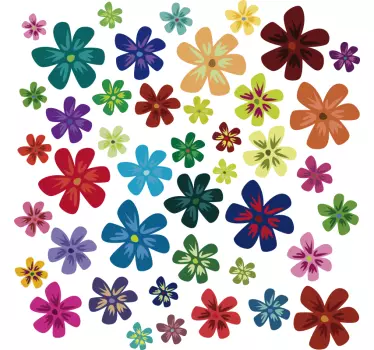 Color flowers art print flower wall decal - TenStickers