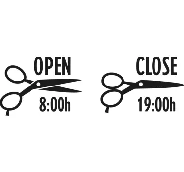 OPEN AND CLOSE HOURS SIGN shop window sticker - TenStickers