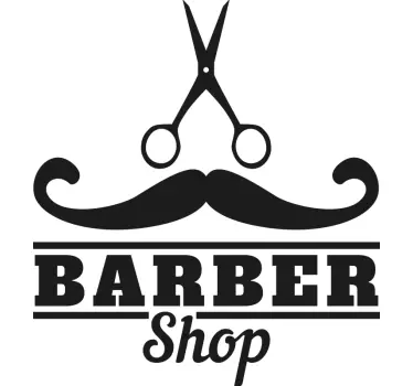 Barber shop with mustache wall decal - TenStickers