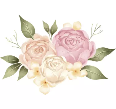 Watercolor peony flower wall sticker - TenStickers