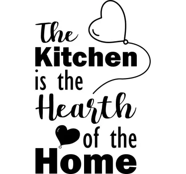 kitchen is the heart of the home text wall sticker - TenStickers