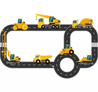 Builder trucks on the street illustration decal - TenStickers