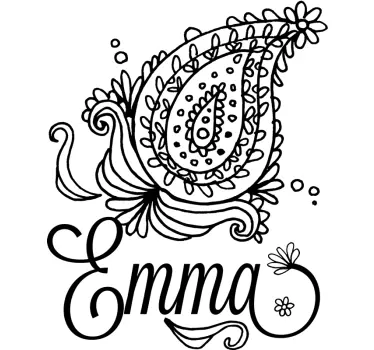 Floral paisley with name decoration wall sticker - TenStickers