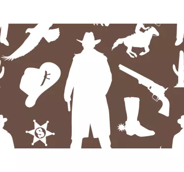 Cowboy and horses pattern laptop skin - TenStickers
