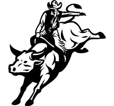 Cowboy riding a bull  laptop skin decal - TenStickers