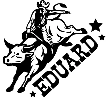 Cowboy riding a bull  wall decal - TenStickers