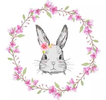 Wall sticker for kids bunny floral design - TenStickers