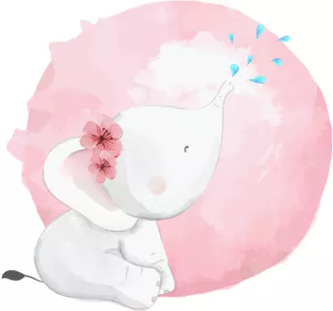 Elephant with Flowers wall sticker for kids - TenStickers