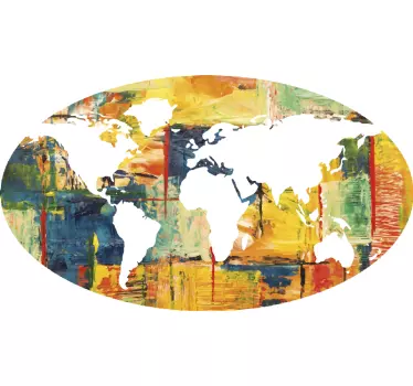 World map painting world map decal - TenStickers