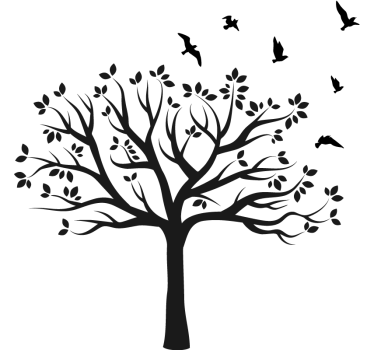 Birds over tree living room wall sticker - TenStickers