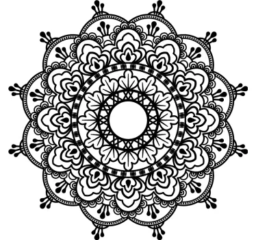 Mandala black and white bohemian floral wall decal - TenStickers