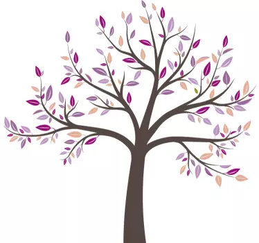 Tree with pink details tree wall decal - TenStickers