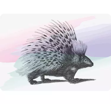 Porcupine art black and white laptop skin - TenStickers