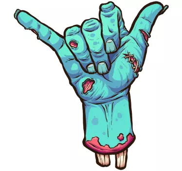 Zombie shaka hang halloween wall decal - TenStickers