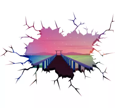 3D Stars bridge visual effects wall sticker - TenStickers