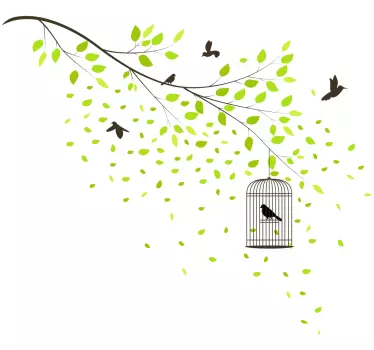 Birds flying over tree living room wall sticker - TenStickers