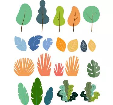 Pack of 22 Tropical plant leaves pack plant wall decal - TenStickers