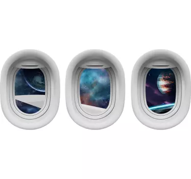 Spaceship window with space galatic view 3d wall sticker - TenStickers