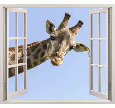 Giraffe  through a window 3d animal wall sticker - TenStickers