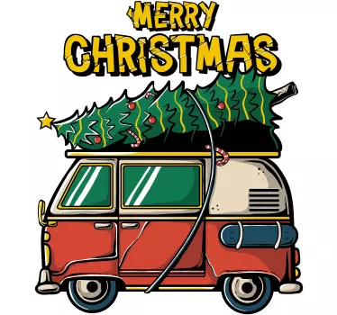 Santa's car christmas wall sticker - TenStickers