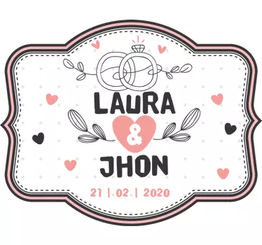 Wedding sticker custom heart engagement - TenStickers