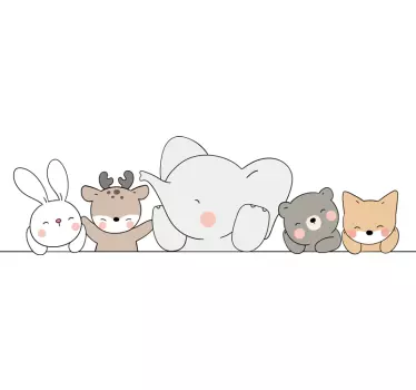 Happy animals nordic style for nursery baby wall sticker - TenStickers