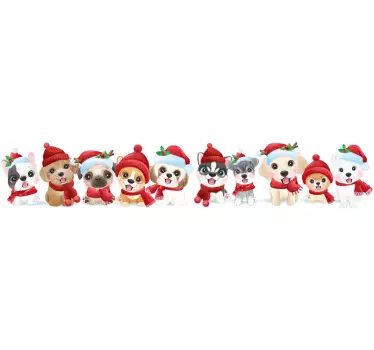 Cheerful holiday pets wall border sticker - TenStickers