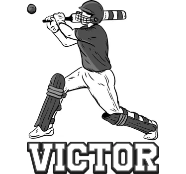 Cricket player batting wall decal - TenStickers