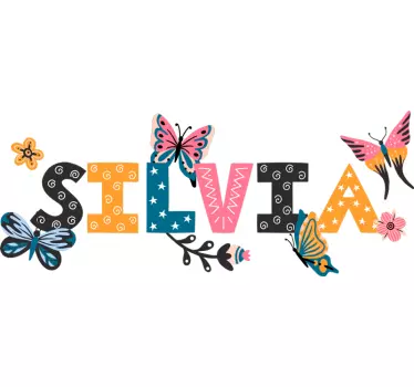 Colorful butterfly name wall sticker for kids - TenStickers